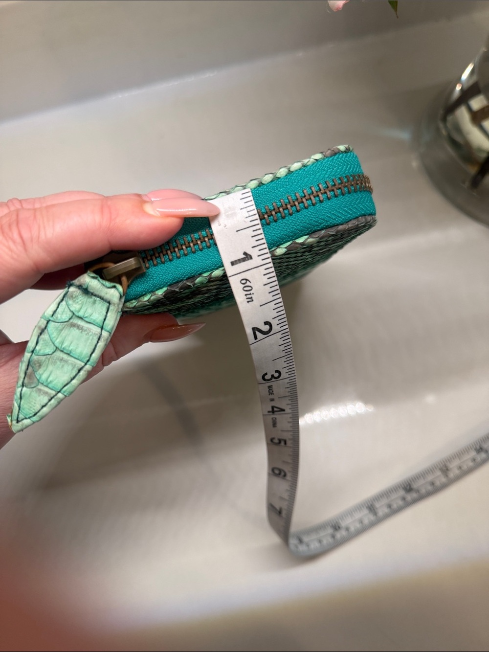 Green Python Skin Zip Wallet - Picture 7 of 7